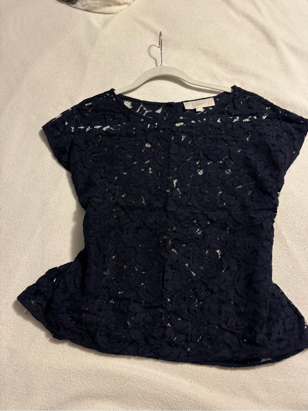 LOFT  Lace Black Short Sleeve Top🩷
